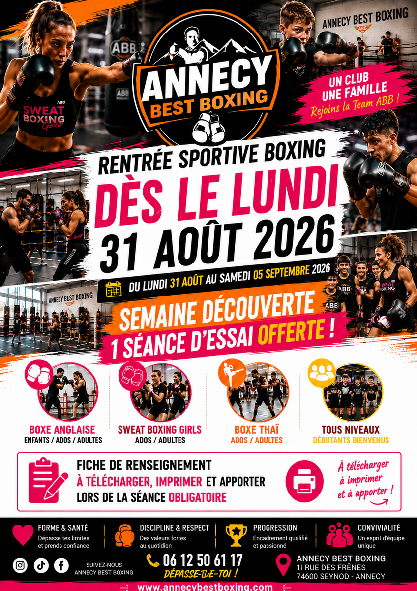 c'est la rentrée sportive lundi 31 Aout au samedi 05 septembre 2026
