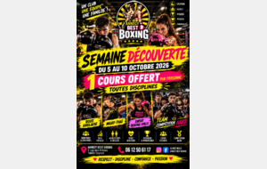 🥊 OSE MONTER SUR LE RING ! 🔥 1 COURS OFFERT – TROUVE TA BOXE ! ⚡ Boxe Anglaise • Muay-Thaï • Sweat Boxing Girls • Team Compétition Hard 📅 5 → 10 OCTOBRE 2026 📍 ANNECY BEST BOXING VIENS. TESTE. DÉPASSE-TOI. 🥊🔥